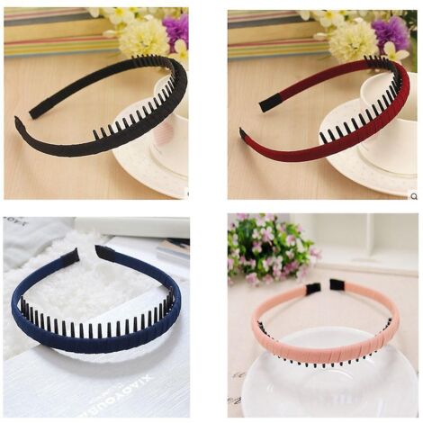 4 Pices Dents Peigne Bandeau Cheveux Cerceau Bandeau Color Satin Couvert Bandeaux Antidrapant Cheveux Accessoires Pour Femmes Filles (1/5)