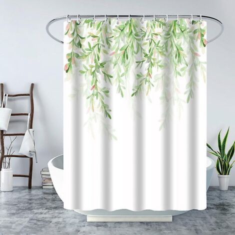 douche Feuilles Plante Verte 180 X 180 Cm Rideau De Bain Tissu Polyester Anti Moisissure Impermable Lavable Rideau Salle De Bain Avecpour Baignoir (1/5)