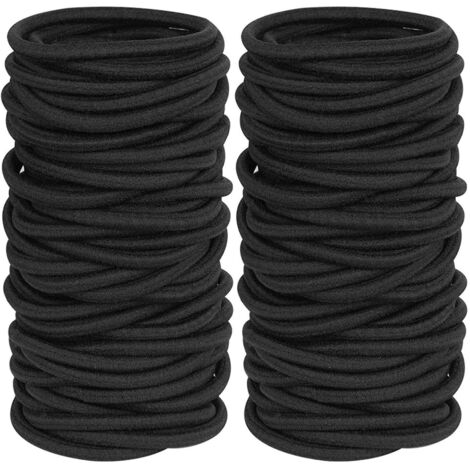 120 Pices 4mm Lastiques Pour Cheveux Filles, Lastique Pour Cheveux Noirs Petites Bandes De Cheveux Lastiques Sans Mtal Porte-queue De Cheval Acces (1/5)