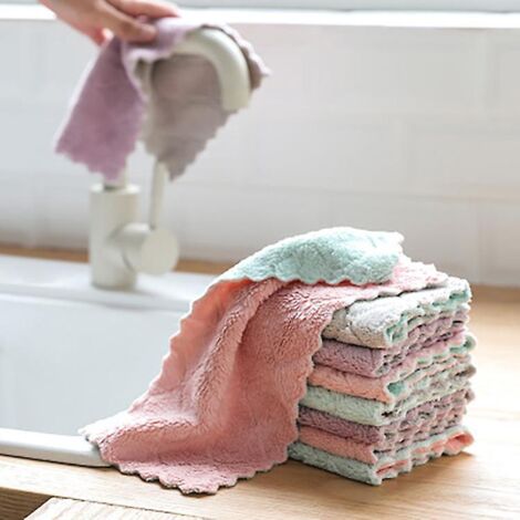 couleur Alatoire , 8 Pices Chiffons De Nettoyage En Microfibre Doux Absorbant Non Pelucheux Serviettes De Cuisine Chiffon De Nettoyage Domestique (1/5)
