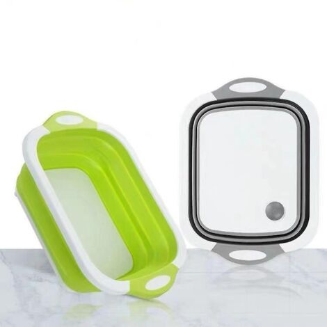 panier Lgumes 3 En 1 Pliable Et Multifonctionnel, Vert 1pc Planche Dcouper, Planche Dcouper De Cuisine, Camping, Pique-nique, Panier Fruits Et (1/5)