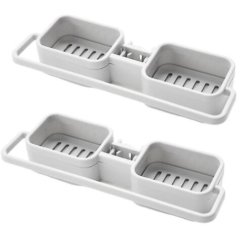 2pcs Faucet Sponge Storage Rack Soap Towel Holder Sink Draining Organizer For Kitchen Bathroom (1/5)