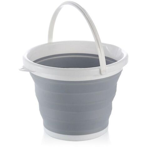 seau Pliable 10 Litres, Round Silicone Seau Plage Pliable Pour La Pche ,le Camping , Le Mnage Lessive.gris (1/5)