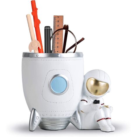 children's Creative Astronaut Pen Holder Office Desk Pen Bucket Storage Resin Handicraft Ornaments (1/5)