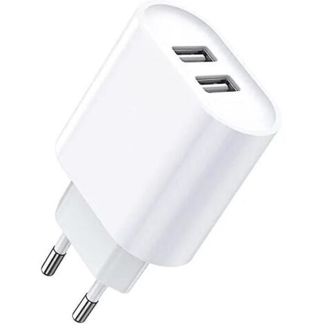 blanc ,cble De Donnes Non Inclus, Chargeur Secteur Usb 2 Ports 2.4a Avec Technologie Intelligente Compatible Avec Iphone 14 Pro Max 13 Pro 12 11 X (1/5)