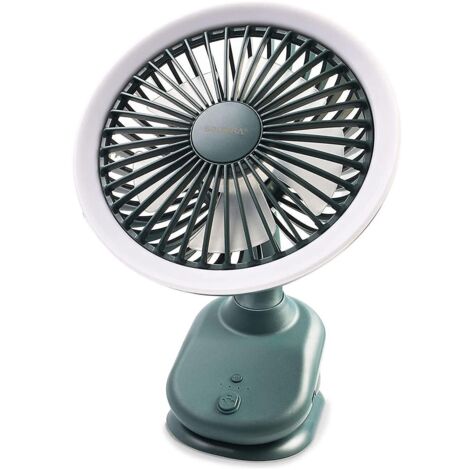 ventilateur Portable Pince Avec Batterie Rechargeable Usb De Type C, Design Intrieur Et Extrieur Sans Fil, Vert, Avec Lumire (1/5)