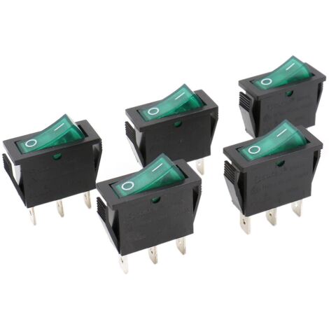 lot De 5 Interrupteurs  Bascule On/off  3 Bornes, Lumire Verte (1/3)
