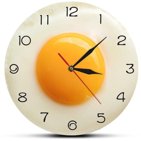 3d Flat Fried Egg Poached Egg Wall Clock, Breakfast Theme Wall Clock, Fried Egg Kitchen Clock Home Living Room Decorative Wall Clock (1/5)