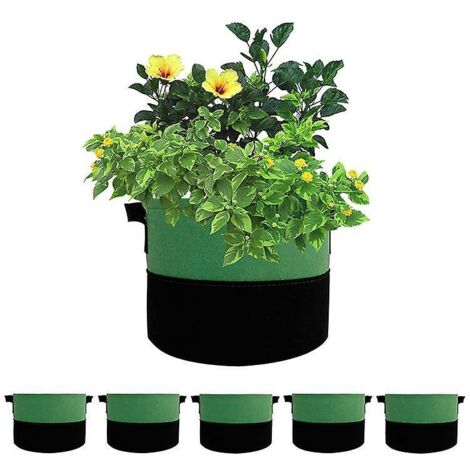 sacs De Culture, Lot De 5 Sacs De Culture De Plantes De , Pots En Tissu Vgtal Non Tiss, Sac De Culture De Jardin Avec Poignes Pour Lgumes, Fruits (1/5)