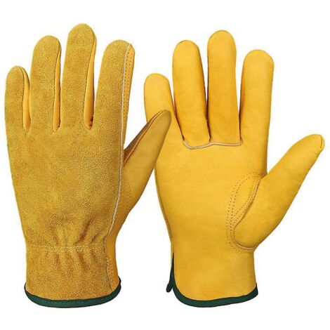 une Paire De Gants De Jardinage M Jaunes, Gants De Travail Avec Poignets Lastiques Pour Hommes Et Femmes - Durables Et Absorbant La Transpiration (1/5)
