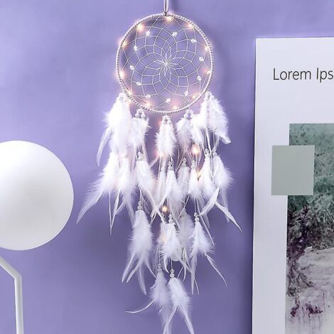 (violet) Capteur De Rves En Plumes, Dsaren Attrape Rve Lumineux Fait Main Mobiles Attrape-rves Rtro Romantique Dcor Pour Fille Mobile Decoratif Ma (1/5)