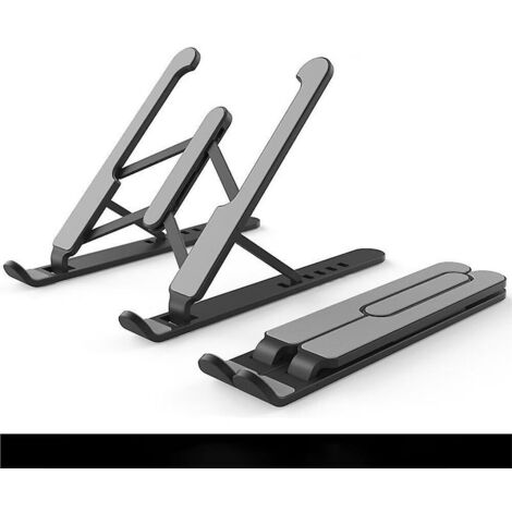 2 Pices (noir) Support Ordinateur Portable, Support Pc Portable 8 Niveaux Rglables, Laptop Stand En Plastique & Silicone Antidrapant & Alliage D' (1/3)