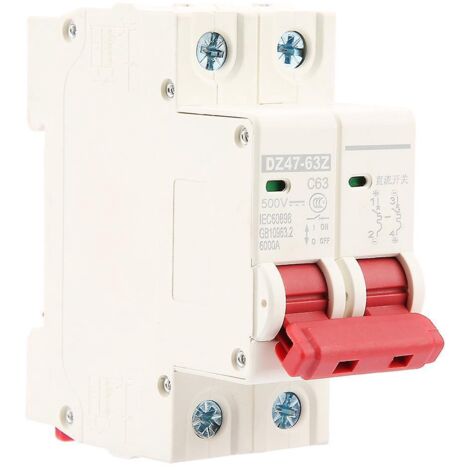 dc 2p 500v 20a Miniature Circuit Breaker Mcb Dz47-63z-2p Circuit Breaker Photovoltaic Circuit Breaker Suit For Solar Energy, Small Power Generatio (1/5)