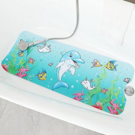 tapis De Bain Enfant 1 Pice Avec Motif Dauphin 100x40cm - Tapis De Bain Antidrapant Pour Enfants Et Bbs Sans Bpa - Tapis De Bain Rsistant  La Mois (1/5)