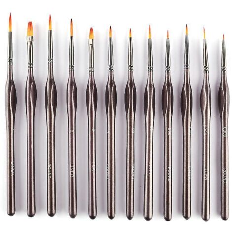 7 Pices Dtail Pinceau, Nylon Art Pinceaux Ldal Pour Des Dtails Minutieux Et Finition, Pour Les Peintures Acryliques, Aquarelles, Huiles Et Gouache (1/5)