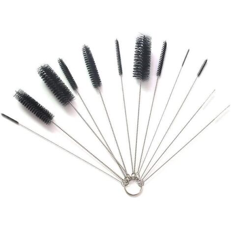 brosse De Nettoyage,12 Pack Goupillon Pour Cuisine Bouilloire Thire Spou Buse De Pistolet Tube Voiture Clavier Nylon 10 Blanc 200mm.(noir) (1/5)