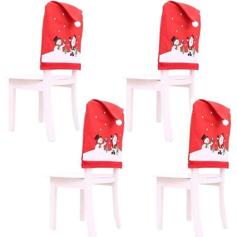 housse De Chaise Noel,4 Couverture De Chaise Pre Nol Bonnet De Chaise Nol Christmas Chair Cover Pour Dcoration De Nol Dner Party-chapeau De Chaise (1/5)