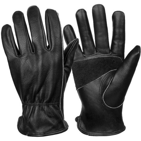 une Paire De Gants De Travail Noirs L, Gants En Cuir Pour Le Travail, Le Jardinage (1/3)