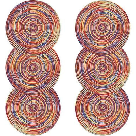 lot De 6 Sets De Table En Coton Tiss Teint En Satin Color 38 X 38 Cm, Sets De Table Ronds Lavables, Napperons De Nol Rsistants La Chaleur, Dcorat (1/5)