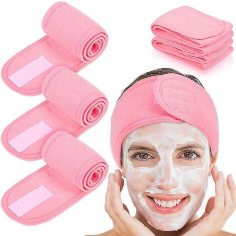 lot De 3 Bandeaux De Maquillage Cheveux Lavables Bandeaux Anti-rayures Roses Bandeaux Pour Spa Yoga Sport Maquillage Traitement Du Visage (1/5)