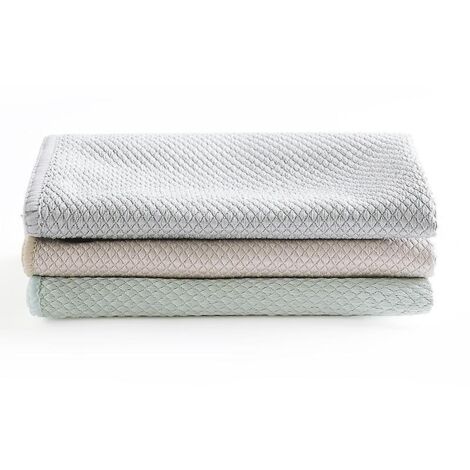 chiffons De Nettoyage En Microfibre Rutilisables - 3pcs 30x40cm (gris, Rose, Vert), Torchons De Cuisine Mnagers Non Pelucheux Pour Miroirs De Fent (1/5)
