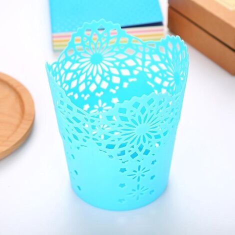 ensemble De Gobelets Porte-stylos, 1 Pot Crayons En Plastique Motif De Fleurs Creuses Gobelet Crayons Rond Pour L'organisateur De Conteneur De M (1/5)