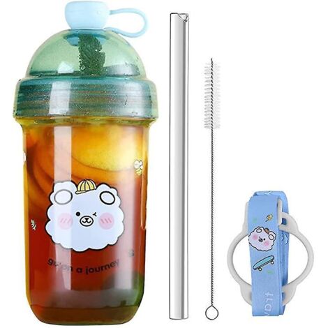 bubble Tea Cup, (cyan Cleste)boire Tasses Rutilisables 560ml Avec Couvercle Et Paille, Pour Smoothies, Milkshakes, Jus Idal Pour Maison, Bureau (1/5)