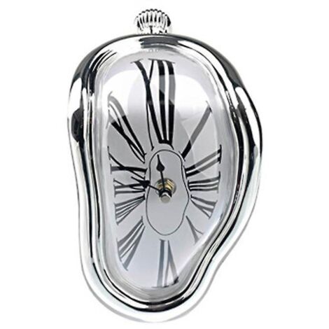 horloge De Bureau, Horloge De Fonte, Horloge Murale Dforme En Fonte, Style Salvador Dali, Dcoration Murale Argente (1/5)
