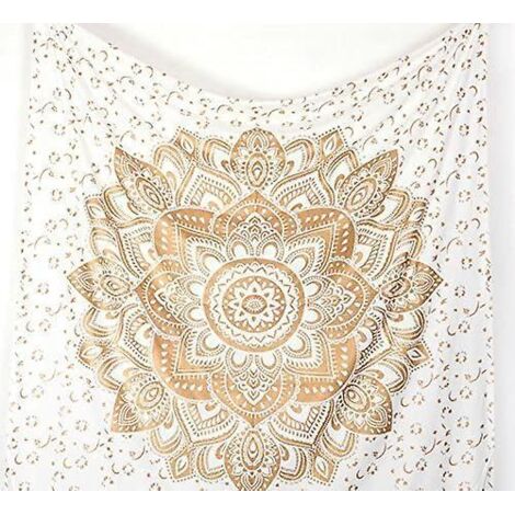 bohemian Hippie Ombre Hanging Pattern Indian Psychedelic Mandala Green 150 X 130 Cm (golden New Ombre) (1/4)