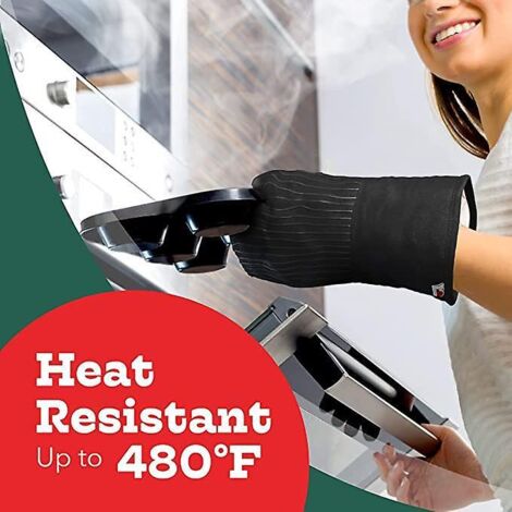 une Paire Noir Big Red House Gantes De Cuisine, Gants De Four De Rsistance La Chaleur De 232 C (1/5)
