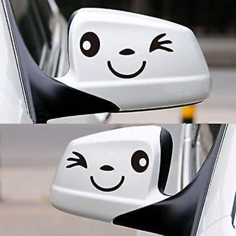 5 Paires D'autocollants De Voiture Pour Rtroviseur Souriant (noir), Autocollants De Voiture Gravs Tanches (1/5)