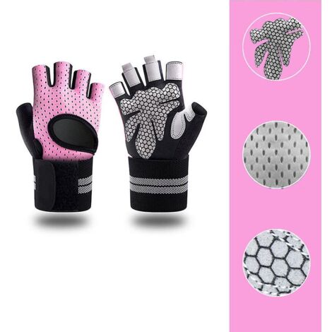 une Paire De Gants De Fitness Roses L, Gants D'haltrophilie, Gants D'entranement, Protection Du Poignet, Gants De Sport Antidrapants, Gym Pour Hom (1/5)