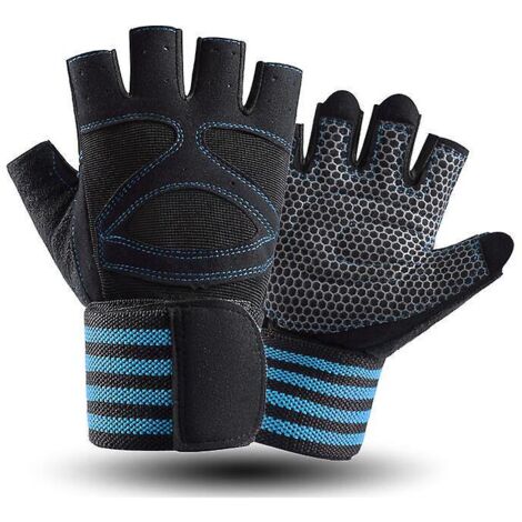 une Paire De Gants De Fitness Bleus M Respirants Pour Hommes Et Femmes. Protection Complte De La Paume Pour L'haltrophilie, L'entranement, Le Fitn (1/5)