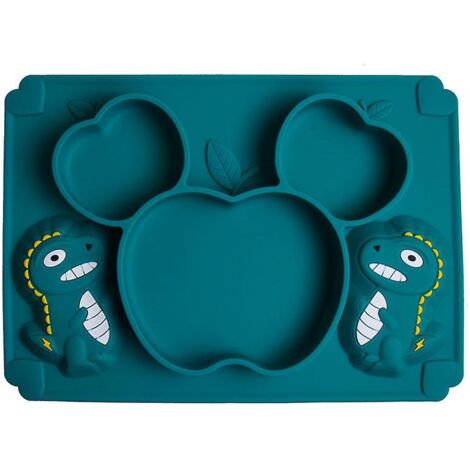 une Pice Vert Fonc Enfants Dessin Anim Dinosaure Silicone Ventouse Assiette Intgre Assiette Bb Complment Alimentaire Bol Bb Accessoires (1/5)