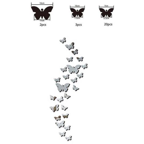 swirlcolor Stickers Papillons Muraux, 36 Pices Stickers Miroir Papillon Acrylique Argent 3d Stikers Murals Papillon Decoration Pour Salon Chambre (1/5)