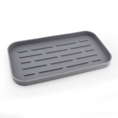 (gris) Porte Ponge Silicone Tapis D'gouttement Lot De 1 Organisateur D'vier En Silicone Porte Savon Antidrapant Plateau D'organisation De La Cuisi (1/5)