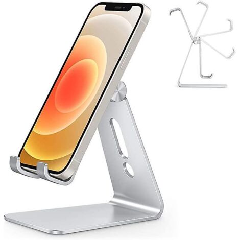 argent Support Tlphone, Support Tlphone Bureau Multi-angles Rglable, Support Tlphone Portable En Aluminium Compatible Avec Iphone 13 Pro/13/12 Pro (1/5)