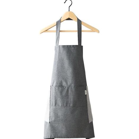 (gris) 1 Paquet De Tabliers De Cuisine Impermables, Tablier De Chef Rglable Avec Poches Pour La Maison, Le Restaurant, L'artisanat, Le Jardin, Le (1/5)