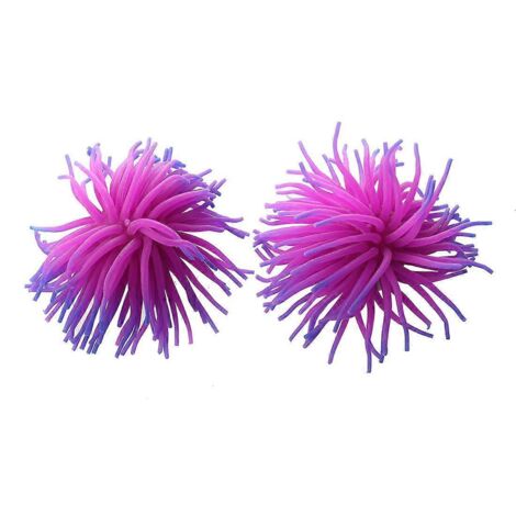 2 x Ornement en Silicone pour Aquarium Récifal--Décor Corail Violet (1/4)