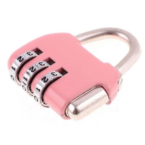 Coffre à bagages avec cadenas à combinaison réinitialisable 3 chiffres rose (1/4)