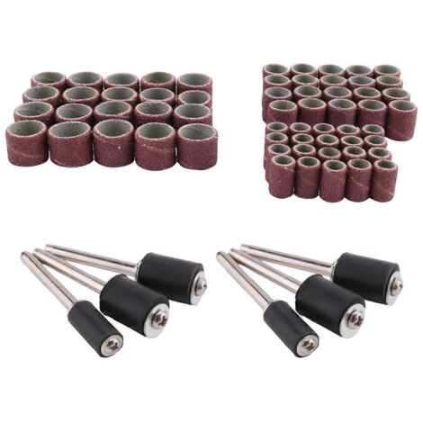 66 Pièces Tambour à Poncer, 60 Bande Abrasive + 6 Mandrins pour Perceuse (1/5)