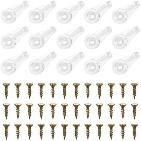 Kit de 50 attaches pour verre de meuble - Fixations transparentes pour étagères vitrées (1/5)