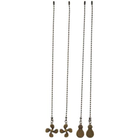 Ensemble de 4 chaînettes pour ventilateur de plafond, motif ampoule et ventilateur (bronze antique) (1/5)