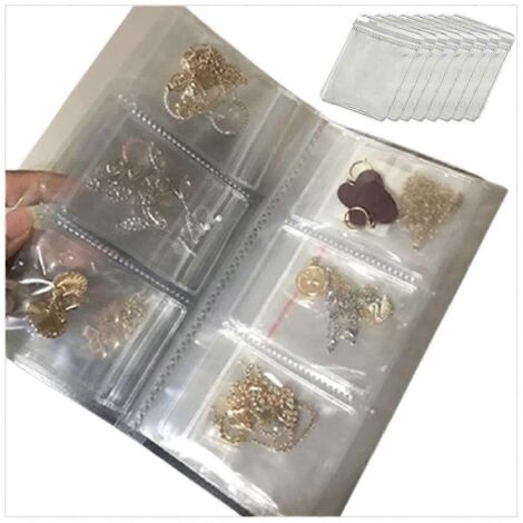 Pochette à bijoux transparente en PVC avec fermeture éclair, classeur de rangement pour boucles d'oreilles (84 compartiments) (1/5)