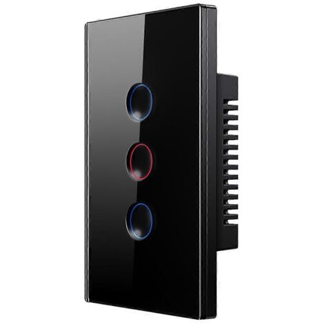 Interrupteur tactile intelligent Tuya WiFi 110-240V 2,5D Style concave 3 postes-- (1/5)
