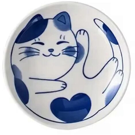 Assiettes à sauce en céramique, motif chat de dessin animé, assiette à sushi, B-- (1/5)