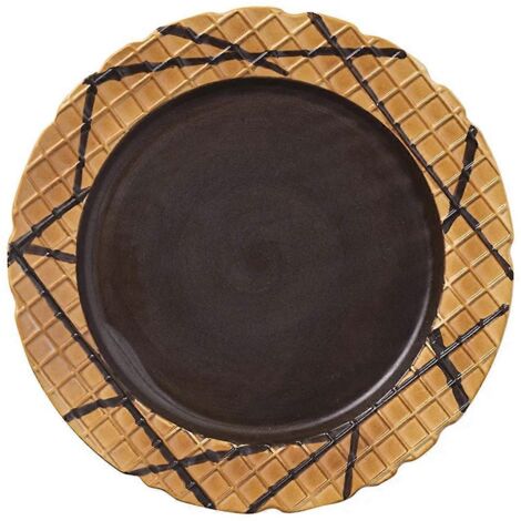 Assiette à dessert mignonne en céramique pour bureau, couleur café, motif cornet de sucre. (1/5)