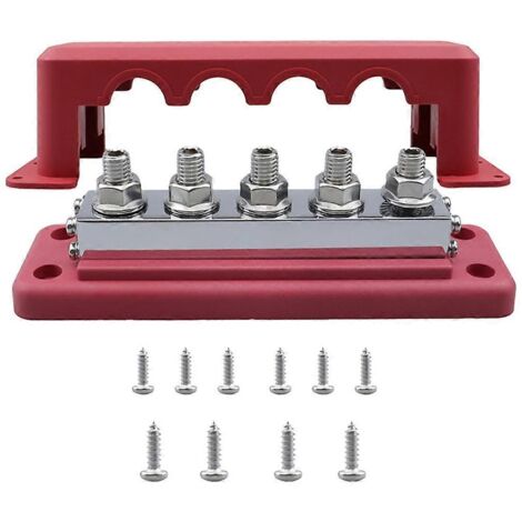 Bloc de distribution d'alimentation M10 24 V 600 A pour camion, bateau, voiture, rouge (1/5)