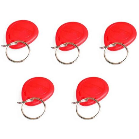 Lot de 5 porte-clés de proximité EM4100 en lecture seule 125 kHz, rouges (1/5)