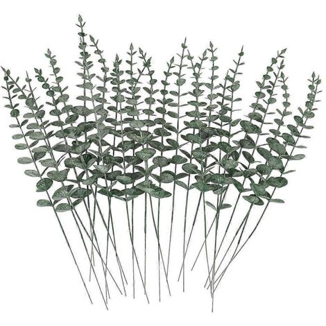 30 tiges d'eucalyptus artificielles, feuilles d'eucalyptus décoratives style ferme-- (1/5)